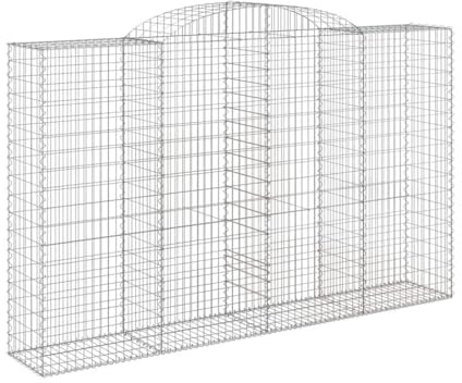 Fisinber Set di 11 gabbioni con arco alto, 300 x 50 x 180/200 cm, in ferro zincato, spessore filo da 3,5 mm, cestino decorativo in pietra per recinzione da giardino e protezione dagli sguardi