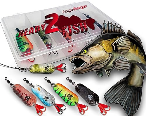 Wild Devil Baits Blinkersortiment in Box Blinker Kunstköder Set Löffelblinker Spoon (Zander, 22g)