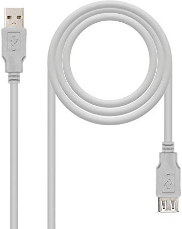 Nanocable 10.01.0202 Cavo Prolunga USB 2.0, Tipo A/M-A/F, Maschio-Femmina, Beige, 1 Ms