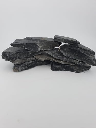 Schiefer Schwarz1 kg Stücke – Ideal für Aquarium für Terrassenbau & Dekoration, Naturschiefer, verschieden Stücke