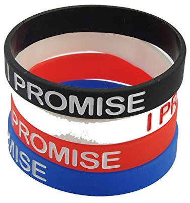 NewSilkRoad I Promise Silicone Sport Wristband Bracelet,4Pcs Assorted Color