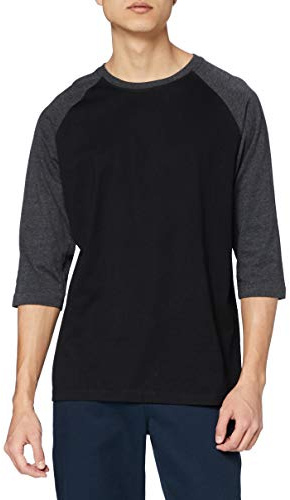 Urban Classics Herren Contrast 3/4 Sleeve Raglan Tee T Shirt, Blk/Cha, XL EU