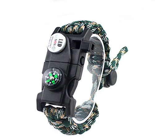 MansWill Bracelet de Survie Réglable, 7-Coeur Paracord Survival Wristband de Sport