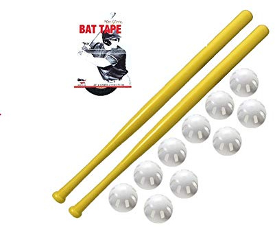 Wiffle® Ball and Bat Combo Set, 10 Wiffle® Balls Baseballs, 2 Bats, 1 Roll Bat Tape, and Pitching Guide