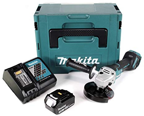 Makita DGA 517 RF1J Cordless Angle Grinder 18 V 125 mm + 1 x 3.0Ah Battery + Charger + Makpac Carry Case
