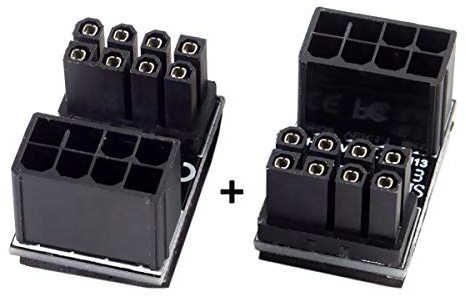CY ATX - Adaptador de 8 pines hembra a macho de 8 pines en ángulo de 180 grados para tarjetas gráficas de escritorio