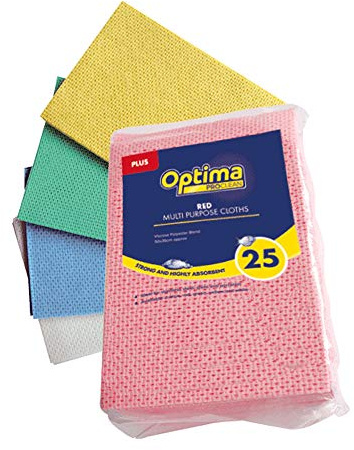 Optima Proclean Guardian Professional Antibacterial Super Absorbent Semi-Disposable Multi-Purpose Cleaning Cloths, 50x36cm, Pack of 25, Green