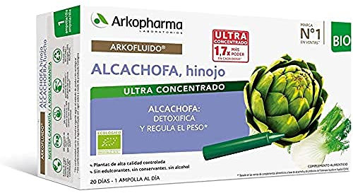 Arkopharma Arkofluido Alcachofa - Hinojo Bio 20 Ampollas, Control De Peso, Detoxifica Y Regula El Peso, Complemento Alimenticio, Verde, 20 Unidad (Paquete de 1)