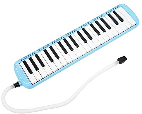 37 Tasten Melodica Pianica Tube Lange flexible Melodica Tube mit Mundstück Blowpipe Aufbewahrungstasche(Blau) Blasinstrument Musikinstrument