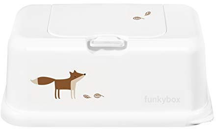 Aufbewahrungsbox für Feuchttücher, schönes Design & perfekte Funktion, unisex, langhaltende Frische und einfache Bedienung (Groß, Weiß - Fuchs)
