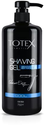 Totex COOL Shaving Gel 750 ml I Transparent rakgel med pump – rakgel – uppfriskande – rakgel för perfekt rakning utan skum med lätt och på