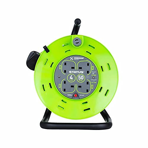 NEW 50 Meter 4 Way 13 AMP Electric Extension Cable Reel Mains Plug & Socket Lead