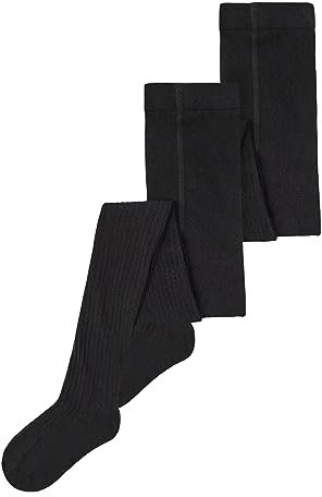 NAME IT Unisex Kinder Nknpantybukser Rib 2p Noos Strumpfhose, Schwarz, 134-140 EU