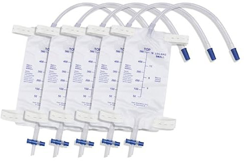 Urin-Entwässerungsbeutel, 500-1000 ml, mit Anti-Reflux-Ventil, Silikonschlauch (500 ml-5 Stück)