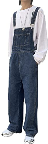 FANSU Herren Jeans Latzhose Overall, Arbeitshosen Lange Jeanshose Retro Denim Arbeitslatzhose Jumpsuit Destroyed Ripped Multifunktion Hose Arbeitskleidung S-5XL