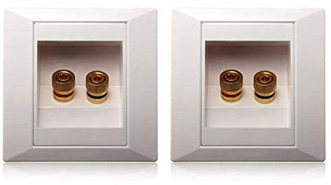 Potadak 2X Wanddose Wand Anschluss Anschlussdose Port mit 2 Buchse fuer Bananenstecker Lautsprecher-