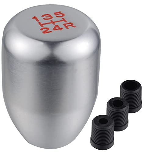 Padaodao 5 Speed Shift Knob Transmission Gear Stick Aluminum Shifting Lever Handle fit Most Automotive SUV Truck, Silver