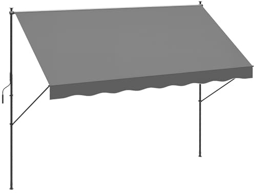 Outsunny Toldo Manual Retráctil con Altura Ajustable y Manivela Gris