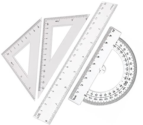 SULIUDAJI 4 Stück Geometrie Set Dreikantmaßstab Maßstab Lineal Set Zeichnungsset Zeichnen Lineal Set