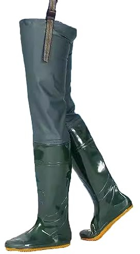 80cm High PVC Waterproof Fishing Hip Boots, Water Boots, Rice Planting Boots,Non Slip Oxford Sole (Color : Green, Size : 9)
