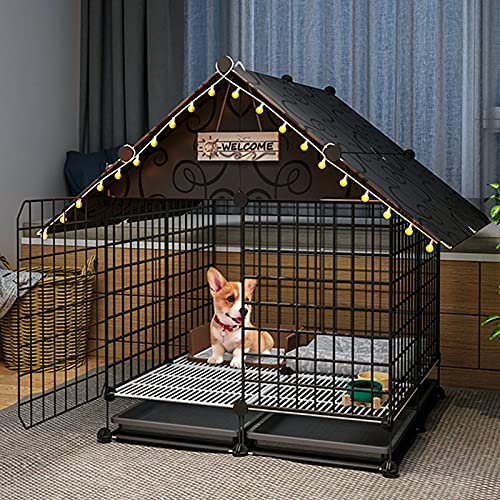 KAZUP Hundekäfig – Welpen-Hundezaunkäfig – ABS-Tablett, zusammenklappbare Welpenbox, Katzentransportbox, Hundebox, DIY-Kleintierkäfig für Meerschweinchen – mit Zubehör