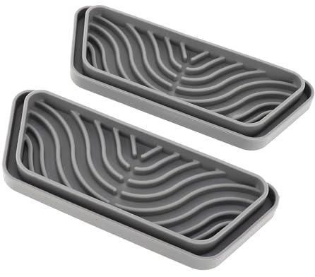 Zerodis 2Pcs Refrigerator Water Drip Tray Catcher Water Dispenser Pan From Spills Trapezoidal Silicone Refrigerator Drip Tray Catcher for GE for (Gray)