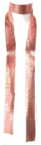 Wisafory Écharpe en Paillettes Métalliques pour Femme - Foulard Brillant - Tour de Cou Long - Cravates - Écharpes en Chaînes - Écharpe Fine et Scintillante pour Femme - Pour Mariage, Carnaval, Costume