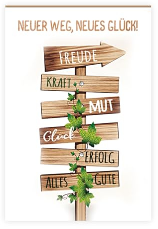 KE - Abschiedkarte für Kollege Familie oder Freund, mit Umschlag, DIN B6, Karte/Geschenk zum Abschied, Auf Wiedersehen Karte, Motiv: Wegweiser