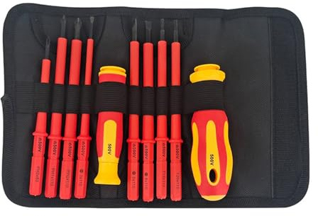 SHOOYIO VDE - Juego de destornilladores aislados para electricista, destornillador intercambiable con bolsa, herramienta esencial para el hogar y uso