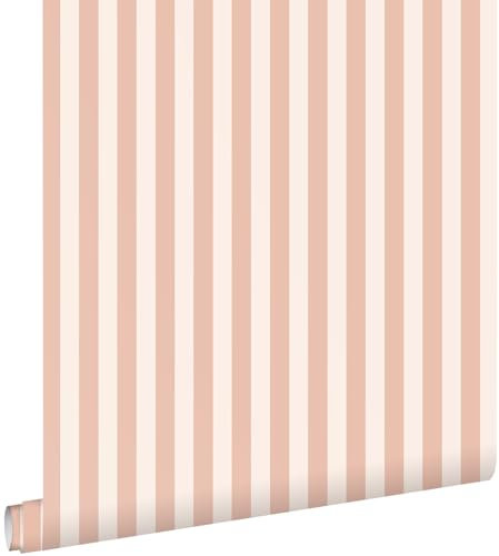 papier peint à rayures rose terracotta 53 cm x 10.05 m - ESTAhome