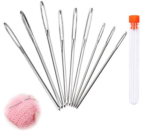 DAAIZIII 10 Stück Nähen Nadeln Set, Stopfnadeln Mit Großem Öhr (7 Cm, 6 Cm, 5.2 Cm), Sticknadeln Set, Stopfnadeln, Wollnadel Zum Vernähen, Stahl, Scharf, Transparente Flasche