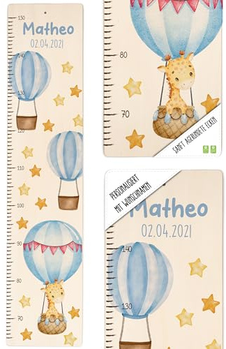MINIHELDEN - Personalisierte Messlatte Kinder 70-150 cm - Einzigartige Kinderzimmer Deko Mädchen und Jungen, Größenmesser Kinder mit Namen