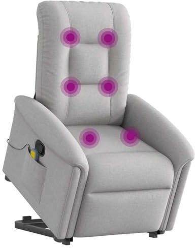 vidaXL Massagefåtölj med uppresningshjälp molngrå tyg