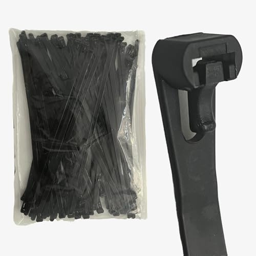 EzySup Wiederverwendbare Kabelbinder, strapazierfähig, für den Außenbereich, 300 mm x 7,6 mm, 60 Stück, Schwarz