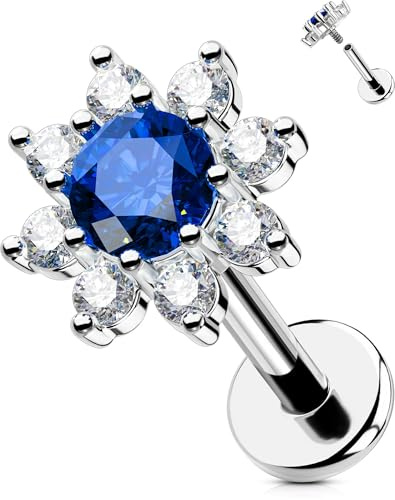 OUFER 16G Blume Ohrpiercing Helix Innengewinde 316L-Chirurgenstahll Knorpel Ohrpiercing CZ Helix Piercing 6 mm Conch Piercing Ring Helix Ohrringe Tragus Piercing