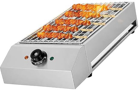 oiakus Parrilla Interior sin Humo, Parrilla eléctrica, Rango de Temperatura 50-300 °C, diseño de Tubo Calefactor en Forma de U, con Bandeja de Goteo Llena, para picnics al Aire Libre