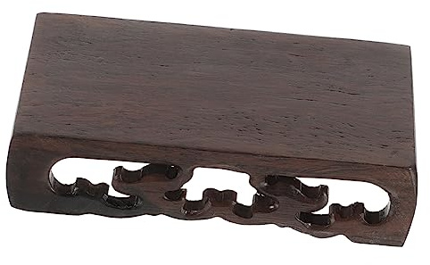 HOOTNEE Rectangular Wooden Display Stand Pedestal for Small Vases and Flowerpots, Rustic Coffee- Wood Craft Base for Reliable Holding of Handicrafts in Home or Room Space
