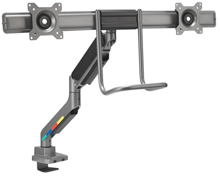 Kensington K58272WW SmartFit Dual Monitor Mount, Adjustable Gas Spring Monitor Arm, Ergonomic Computer PC Sceen Stand, Hand Grip, Supports 19- 32 monitor (up to 9kg), VESA 75/100 mm, 360° Rotation