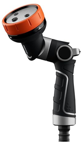 RESTMO 2-IN-1 Gartenbrause, Metall Hochdruck Garten Handbrause, Einstellbarer Wasserdurchfluss Garten Spritzpistolen Bewässerungspistole für Garten Bewässerung, Autowaschen, Orange-Schwarz