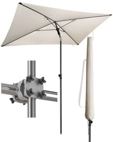 4smile Sonnenschirm Balkon SunnyShade, 200 x 125 cm, Beige - UPF 50+ Sonnenschirm rechteckig als Sonnenschutz Balkon - SunnyGuy Balkon-Schirm mit Sonnenschirmhalter + Sonnenschirmhülle