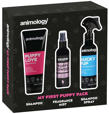 Animology My First Puppy Pack Sanftes Welpenpflege-Geschenkset mit Shampoo, Spray ohne Ausspülen und Duftnebel