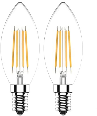YBTOP E14 LED Light Bulbs, Small Screw Dimmable LED Bulbs, 4W (40W Equivalent), 2700K Warm White, 400Lumen, Energy Saving Edison Screw Bulbs (2)
