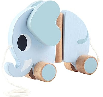 Kisangel Nachziehspielzeug Elefant Für Holz Elefanten-Spielzeug Als Junge Mädchen Lauflernauto Junge Mädchen Elefanten-nachziehspielzeug