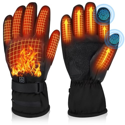 Lightweight Heated Gloves with Ultra-Thin 5000mAh Battery & USB-C Charging - 8Hrs Warmth for Men/Women, Waterproof for Skiing, Hiking, Snowboarding, Shoveling, Hunting, Arthritis Relief (L)