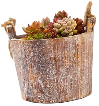 UPKOCH Maceta Colgante de Madera para Suculentas y Mini Cactus, Soporte Decorativo Vintage Cuerda de Yute, Adecuado para Terraza y Cocina