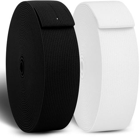 CZ Store®-Cinta Elástica de Costura | 30MM | 10MTS LARGO |✮GARANTÍA DE POR VIDA✮| SET DE 2 | Poliéster Elástico, Accesorios para Tejer, Correa Resistente para Ropa, Pantalones - BLANCO Y NEGRO