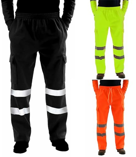 Pantaloni da allenamento da uomo ad alta visibilità, impermeabili, larghi, ad alta visibilità, riflettenti, comodi, pantaloni da lavoro di sicurezza, leggeri, comodi