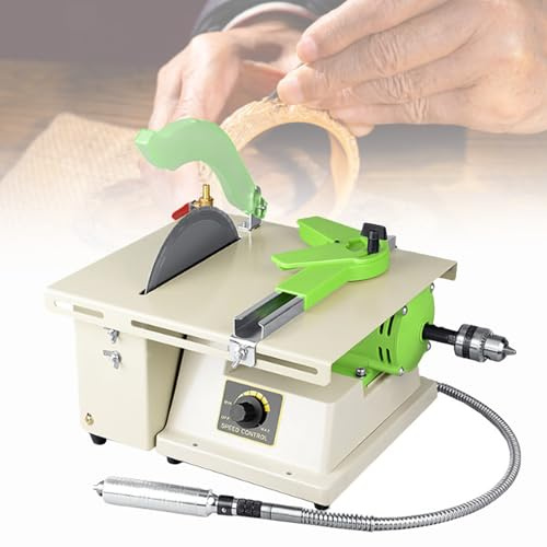 Mini scie circulaire à table, meuleuse et polisseuse de roche, scie circulaire multifonction 1380 W, 500-7000 tr/min, découpe sur plateforme de 50 mm, équipement de lapidaire DIT pour bijoux