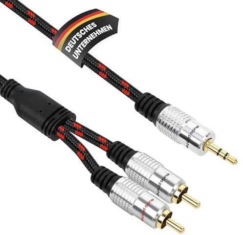 audio pirates RCA-Kabel | 3,5 mm Klinke Stecker auf 2x RCA Cinch Stecker [0,5 METER] Audio-Kabel | Ummantelung | 24k vergoldet | für Hifi, Heimkino, Computer | PERFORMANCE+ COLLECTION