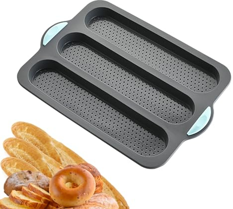 Genérico Molde Para Hornear Con Rollo Secundario, Revestimientos Para Hornear Sándwiches, Formas De Pan, Molde Para Pan Francés De Silicona, Para Profesional, 24x34,5 Cm/9,4x13,6 Pulgadas, Moldes